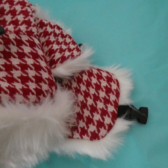 TIPSY ELVES | os | Red and White Houndstooth Aviator Hat With Chin Strap - Picture 6 of 10